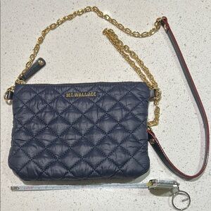 MZ Wallace Navy Quilted Crossbody Bag